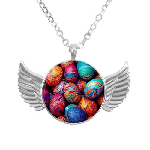 Luoweisi Engelsflügel-Halskette mit Blumen-Dinosauriern, Aluminiumlegierung, Schmuck, Geschenke für Männer und Frauen, Einheitsgröße, Aluminiumlegierung, Kein Edelstein von Luoweisi
