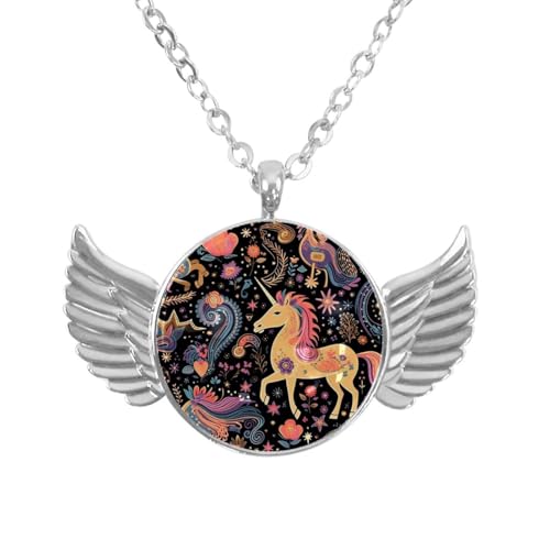 Luoweisi Engelsflügel-Halskette mit Blumen-Dinosauriern, Aluminiumlegierung, Schmuck, Geschenke für Männer und Frauen, Einheitsgröße, Aluminiumlegierung, Kein Edelstein von Luoweisi