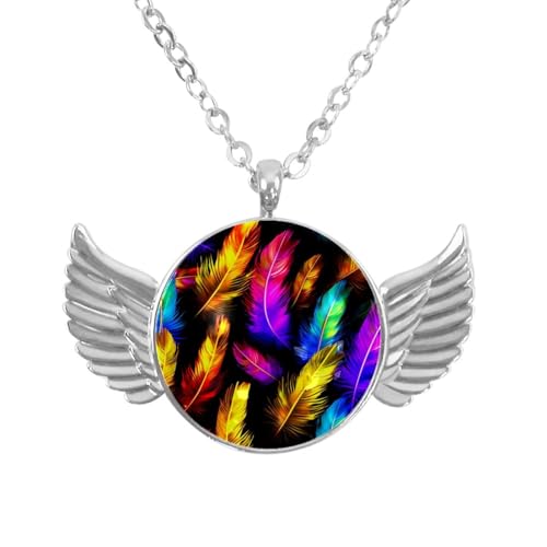 Luoweisi Engelsflügel-Halskette mit Blumen-Dinosauriern, Aluminiumlegierung, Schmuck, Geschenke für Männer und Frauen, Einheitsgröße, Aluminiumlegierung, Kein Edelstein von Luoweisi