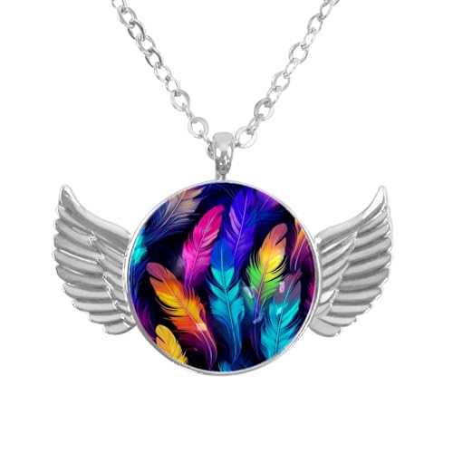 Luoweisi Engelsflügel-Halskette mit Blumen-Dinosauriern, Aluminiumlegierung, Schmuck, Geschenke für Männer und Frauen, Einheitsgröße, Aluminiumlegierung, Kein Edelstein von Luoweisi