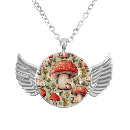 Luoweisi Engelsflügel-Halskette mit Blumen-Dinosauriern, Aluminiumlegierung, Schmuck, Geschenke für Männer und Frauen, Einheitsgröße, Aluminiumlegierung, Kein Edelstein von Luoweisi