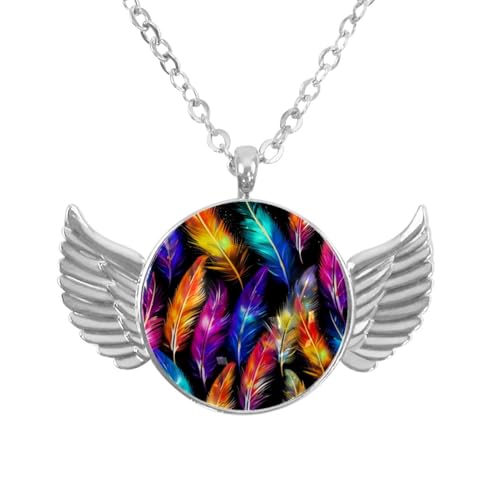 Luoweisi Engelsflügel-Halskette mit Blumen-Dinosauriern, Aluminiumlegierung, Schmuck, Geschenke für Männer und Frauen, Einheitsgröße, Aluminiumlegierung, Kein Edelstein von Luoweisi
