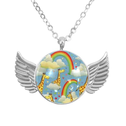 Luoweisi Engelsflügel-Halskette mit Blumen-Dinosauriern, Aluminiumlegierung, Schmuck, Geschenke für Männer und Frauen, Einheitsgröße, Aluminiumlegierung, Kein Edelstein von Luoweisi