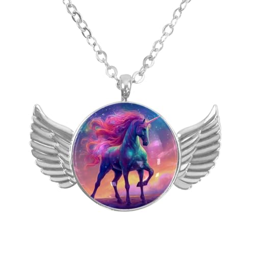 Luoweisi Engelsflügel-Halskette mit Blumen-Dinosauriern, Aluminiumlegierung, Schmuck, Geschenke für Männer und Frauen, Einheitsgröße, Aluminiumlegierung, Kein Edelstein von Luoweisi