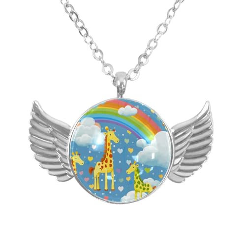 Luoweisi Engelsflügel-Halskette mit Blumen-Dinosauriern, Aluminiumlegierung, Schmuck, Geschenke für Männer und Frauen, Einheitsgröße, Aluminiumlegierung, Kein Edelstein von Luoweisi
