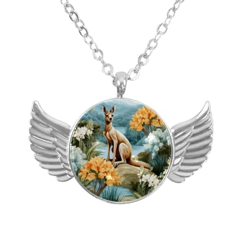 Luoweisi Engelsflügel-Halskette mit Chamäleon-Blume, Zinklegierung, Schmuck, Geschenke für Männer und Frauen, Einheitsgröße, Aluminiumlegierung, Kein Edelstein von Luoweisi