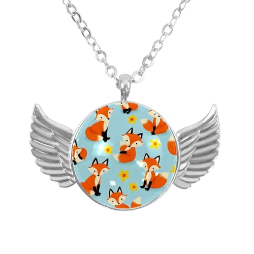 Luoweisi Engelsflügel-Halskette mit Dinosaurier, Zinklegierung, runde Kette, Geschenke für Männer und Frauen, Einheitsgröße, Aluminiumlegierung, Kein Edelstein von Luoweisi