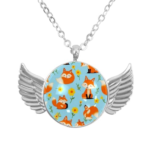 Luoweisi Engelsflügel-Halskette mit Dinosaurier, Zinklegierung, runde Kette, Geschenke für Männer und Frauen, Einheitsgröße, Aluminiumlegierung, Kein Edelstein von Luoweisi