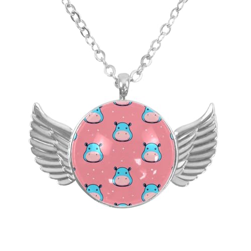 Luoweisi Engelsflügel-Halskette mit Dinosaurier, Zinklegierung, runde Kette, Geschenke für Männer und Frauen, Einheitsgröße, Aluminiumlegierung, Kein Edelstein von Luoweisi