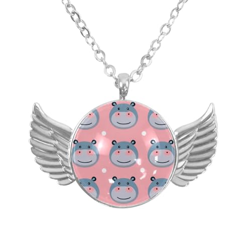 Luoweisi Engelsflügel-Halskette mit Dinosaurier, Zinklegierung, runde Kette, Geschenke für Männer und Frauen, Einheitsgröße, Aluminiumlegierung, Kein Edelstein von Luoweisi