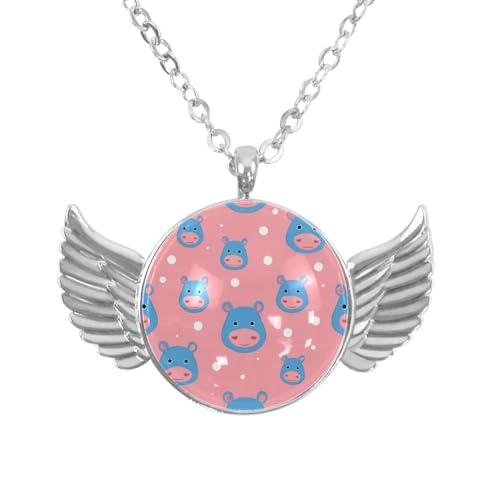 Luoweisi Engelsflügel-Halskette mit Dinosaurier, Zinklegierung, runde Kette, Geschenke für Männer und Frauen, Einheitsgröße, Aluminiumlegierung, Kein Edelstein von Luoweisi