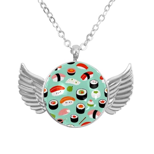 Luoweisi Engelsflügel-Halskette mit Dinosaurier, Zinklegierung, runde Kette, Geschenke für Männer und Frauen, Einheitsgröße, Aluminiumlegierung, Kein Edelstein von Luoweisi