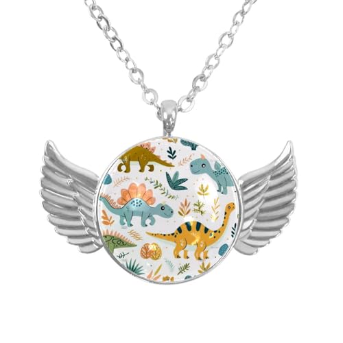 Luoweisi Engelsflügel-Halskette mit Dinosaurier-Bäumen, Aluminiumlegierung, Schmuck, Geschenke für Männer und Frauen, Einheitsgröße, Aluminiumlegierung, Kein Edelstein von Luoweisi
