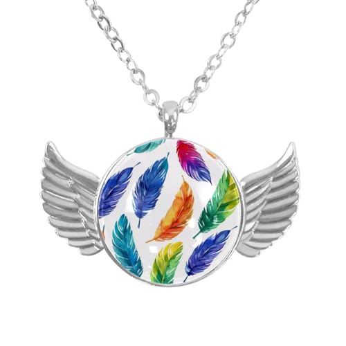 Luoweisi Engelsflügel-Halskette mit Dinosaurier-Bäumen, Aluminiumlegierung, Schmuck, Geschenke für Männer und Frauen, Einheitsgröße, Aluminiumlegierung, Kein Edelstein von Luoweisi