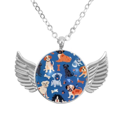Luoweisi Engelsflügel-Halskette mit Dinosaurier-Bäumen, Aluminiumlegierung, Schmuck, Geschenke für Männer und Frauen, Einheitsgröße, Aluminiumlegierung, Kein Edelstein von Luoweisi