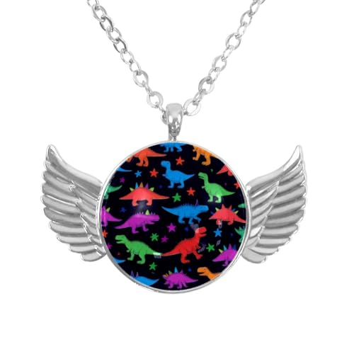 Luoweisi Engelsflügel-Halskette mit Dinosauriern, Aluminiumlegierung, Schmuck, Geschenke für Männer und Frauen, Einheitsgröße, Aluminiumlegierung, Kein Edelstein von Luoweisi
