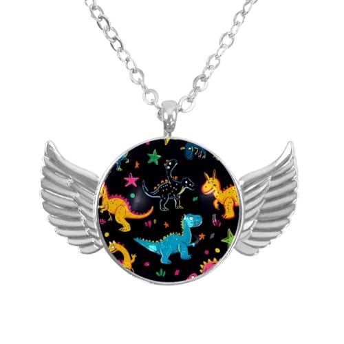 Luoweisi Engelsflügel-Halskette mit Dinosauriern, Aluminiumlegierung, Schmuck, Geschenke für Männer und Frauen, Einheitsgröße, Aluminiumlegierung, Kein Edelstein von Luoweisi