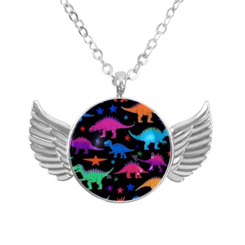 Luoweisi Engelsflügel-Halskette mit Dinosauriern, Aluminiumlegierung, Schmuck, Geschenke für Männer und Frauen, Einheitsgröße, Aluminiumlegierung, Kein Edelstein von Luoweisi