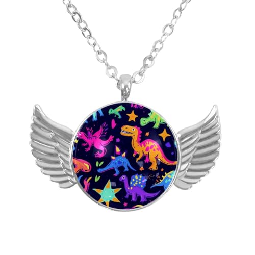 Luoweisi Engelsflügel-Halskette mit Dinosauriern, Aluminiumlegierung, Schmuck, Geschenke für Männer und Frauen, Einheitsgröße, Aluminiumlegierung, Kein Edelstein von Luoweisi