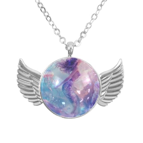 Luoweisi Engelsflügel-Halskette mit Dinosauriern, Aluminiumlegierung, Schmuck, Geschenke für Männer und Frauen, Einheitsgröße, Aluminiumlegierung, Kein Edelstein von Luoweisi
