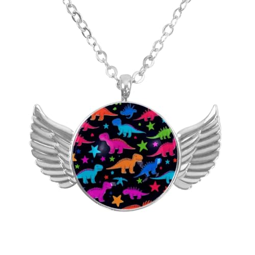 Luoweisi Engelsflügel-Halskette mit Dinosauriern, Aluminiumlegierung, Schmuck, Geschenke für Männer und Frauen, Einheitsgröße, Aluminiumlegierung, Kein Edelstein von Luoweisi
