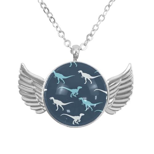 Luoweisi Engelsflügel-Halskette mit Dinosauriern, Zinklegierung, Schmuck, Geschenke für Männer und Frauen, Einheitsgröße, Aluminiumlegierung, Kein Edelstein von Luoweisi