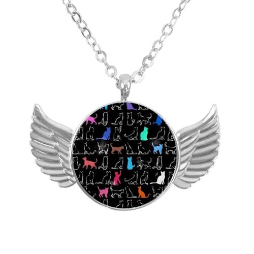 Luoweisi Engelsflügel-Halskette mit Dinosauriern, Zinklegierung, Schmuck, Geschenke für Männer und Frauen, Einheitsgröße, Aluminiumlegierung, Kein Edelstein von Luoweisi