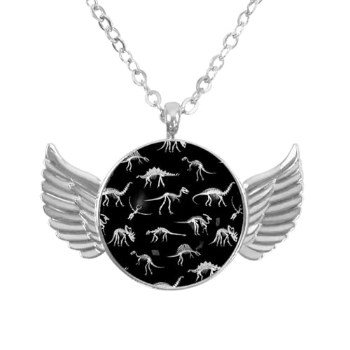 Luoweisi Engelsflügel-Halskette mit Dinosauriern, Zinklegierung, Schmuck, Geschenke für Männer und Frauen, Einheitsgröße, Aluminiumlegierung, Kein Edelstein von Luoweisi