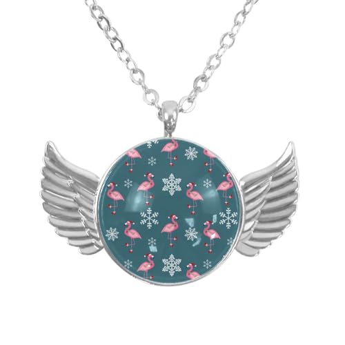 Luoweisi Engelsflügel-Halskette mit Flamingo, Weihnachten, Zinklegierung, Schmuck, Geschenke für Männer und Frauen, Einheitsgröße, Aluminiumlegierung, Kein Edelstein von Luoweisi