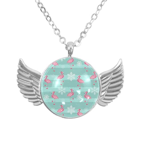 Luoweisi Engelsflügel-Halskette mit Flamingo, Weihnachten, Zinklegierung, Schmuck, Geschenke für Männer und Frauen, Einheitsgröße, Aluminiumlegierung, Kein Edelstein von Luoweisi