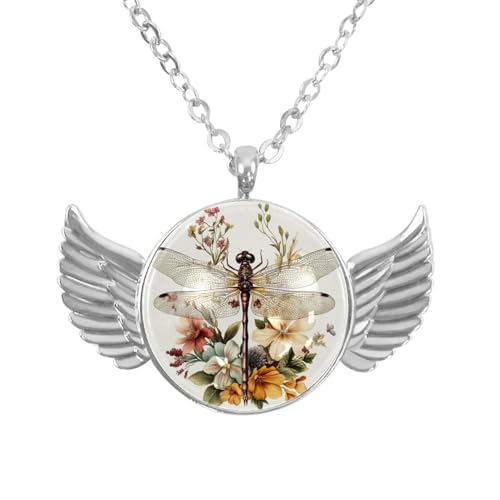 Luoweisi Engelsflügel-Halskette mit Hochlandkuh mit Sonnenbrille, Zinklegierung, Schmuck, Geschenke für Männer und Frauen, Einheitsgröße, Aluminiumlegierung, Kein Edelstein von Luoweisi