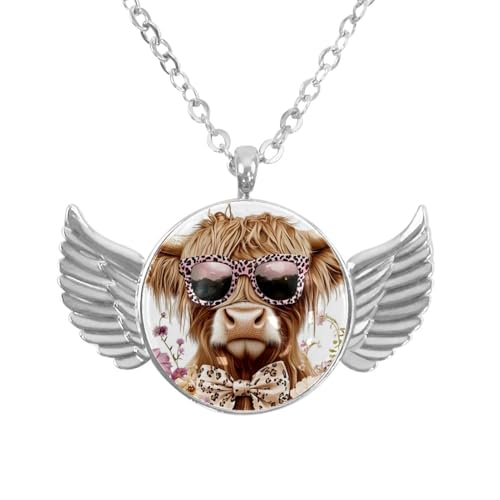 Luoweisi Engelsflügel-Halskette mit Hochlandkuh mit Sonnenbrille, Zinklegierung, Schmuck, Geschenke für Männer und Frauen, Einheitsgröße, Aluminiumlegierung, Kein Edelstein Luoweisi Engelsflügel-Halskette mit Hochlandkuh mit Sonnenbrille, Zinklegierung, Schmuck, Geschenke für Männer und Frauen, Einheitsgröße, Aluminiumlegierung, Kein Edelstein von Luoweisi