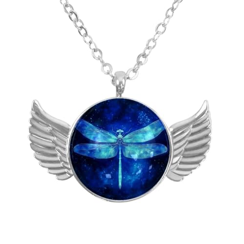 Luoweisi Engelsflügel-Halskette mit Hochlandkuh mit Sonnenbrille, Zinklegierung, Schmuck, Geschenke für Männer und Frauen, Einheitsgröße, Aluminiumlegierung, Kein Edelstein von Luoweisi