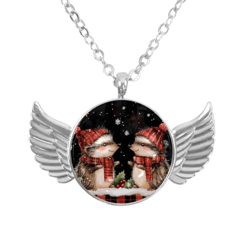 Luoweisi Engelsflügel-Halskette mit Igeln, Weihnachten, Aluminiumlegierung, Schmuck, Geschenke für Männer und Frauen, Einheitsgröße, Aluminiumlegierung, Kein Edelstein von Luoweisi