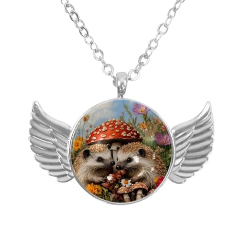 Luoweisi Engelsflügel-Halskette mit Igeln, Weihnachten, Aluminiumlegierung, Schmuck, Geschenke für Männer und Frauen, Einheitsgröße, Aluminiumlegierung, Kein Edelstein von Luoweisi