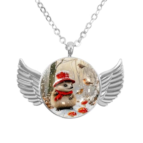 Luoweisi Engelsflügel-Halskette mit Igeln, Weihnachten, Aluminiumlegierung, Schmuck, Geschenke für Männer und Frauen, Einheitsgröße, Aluminiumlegierung, Kein Edelstein von Luoweisi