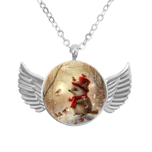 Luoweisi Engelsflügel-Halskette mit Igeln, Weihnachten, Aluminiumlegierung, Schmuck, Geschenke für Männer und Frauen, Einheitsgröße, Aluminiumlegierung, Kein Edelstein von Luoweisi