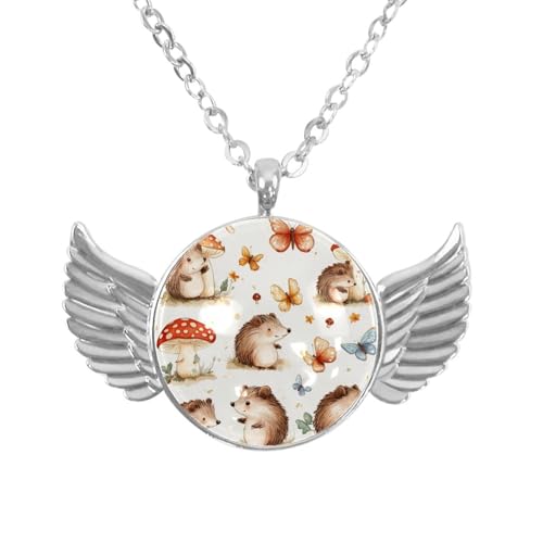 Luoweisi Engelsflügel-Halskette mit Igeln, Weihnachten, Aluminiumlegierung, Schmuck, Geschenke für Männer und Frauen, Einheitsgröße, Aluminiumlegierung, Kein Edelstein von Luoweisi