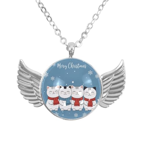 Luoweisi Engelsflügel-Halskette mit Katzen, Weihnachten, Zinklegierung, Schmuck, Geschenke für Männer und Frauen, Einheitsgröße, Aluminiumlegierung, Kein Edelstein von Luoweisi