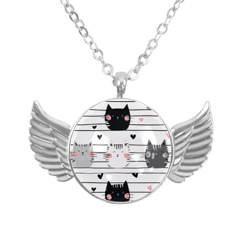 Luoweisi Engelsflügel-Halskette mit Katzen, Weihnachten, Zinklegierung, Schmuck, Geschenke für Männer und Frauen, Einheitsgröße, Aluminiumlegierung, Kein Edelstein von Luoweisi