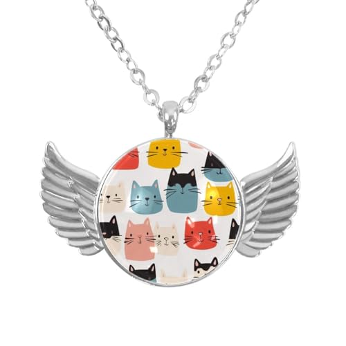 Luoweisi Engelsflügel-Halskette mit Katzen, Weihnachten, Zinklegierung, Schmuck, Geschenke für Männer und Frauen, Einheitsgröße, Aluminiumlegierung, Kein Edelstein von Luoweisi