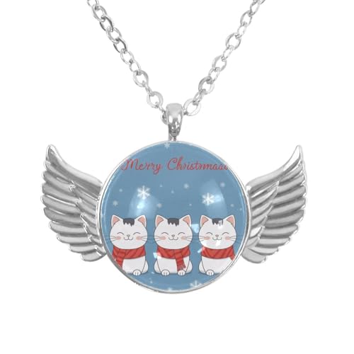 Luoweisi Engelsflügel-Halskette mit Katzen, Weihnachten, Zinklegierung, Schmuck, Geschenke für Männer und Frauen, Einheitsgröße, Aluminiumlegierung, Kein Edelstein von Luoweisi