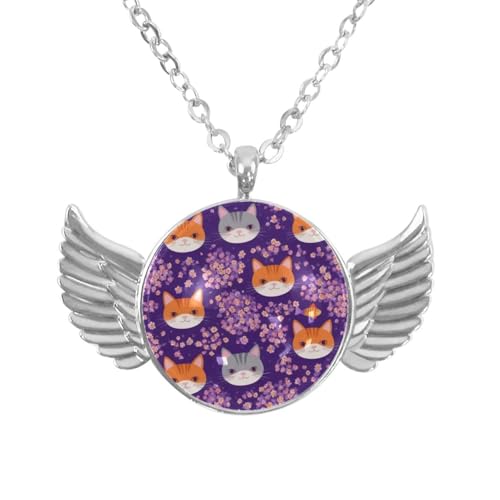 Luoweisi Engelsflügel-Halskette mit Katzen, Weihnachten, Zinklegierung, Schmuck, Geschenke für Männer und Frauen, Einheitsgröße, Aluminiumlegierung, Kein Edelstein von Luoweisi