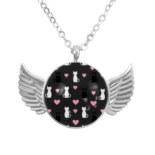 Luoweisi Engelsflügel-Halskette mit Katzen, Weihnachten, Zinklegierung, Schmuck, Geschenke für Männer und Frauen, Einheitsgröße, Aluminiumlegierung, Kein Edelstein von Luoweisi