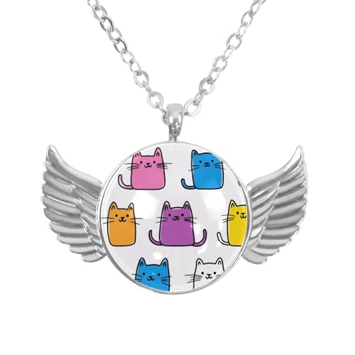 Luoweisi Engelsflügel-Halskette mit Katzen, Weihnachten, Zinklegierung, Schmuck, Geschenke für Männer und Frauen, Einheitsgröße, Aluminiumlegierung, Kein Edelstein von Luoweisi