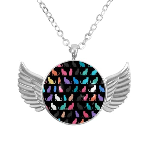 Luoweisi Engelsflügel-Halskette mit Katzen, Weihnachten, Zinklegierung, Schmuck, Geschenke für Männer und Frauen, Einheitsgröße, Aluminiumlegierung, Kein Edelstein von Luoweisi
