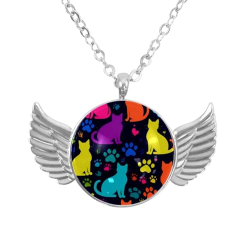 Luoweisi Engelsflügel-Halskette mit Katzen, Weihnachten, Zinklegierung, Schmuck, Geschenke für Männer und Frauen, Einheitsgröße, Aluminiumlegierung, Kein Edelstein von Luoweisi