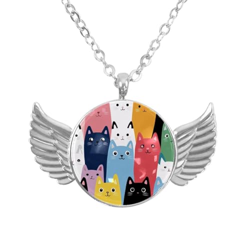 Luoweisi Engelsflügel-Halskette mit Katzen, Weihnachten, Zinklegierung, Schmuck, Geschenke für Männer und Frauen, Einheitsgröße, Aluminiumlegierung, Kein Edelstein von Luoweisi