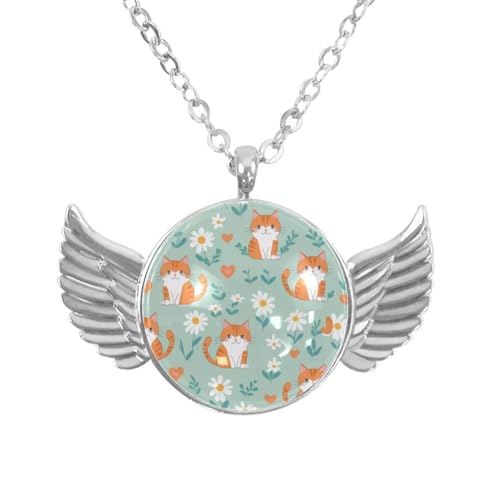 Luoweisi Engelsflügel-Halskette mit Katzen, Weihnachten, Zinklegierung, Schmuck, Geschenke für Männer und Frauen, Einheitsgröße, Aluminiumlegierung, Kein Edelstein von Luoweisi