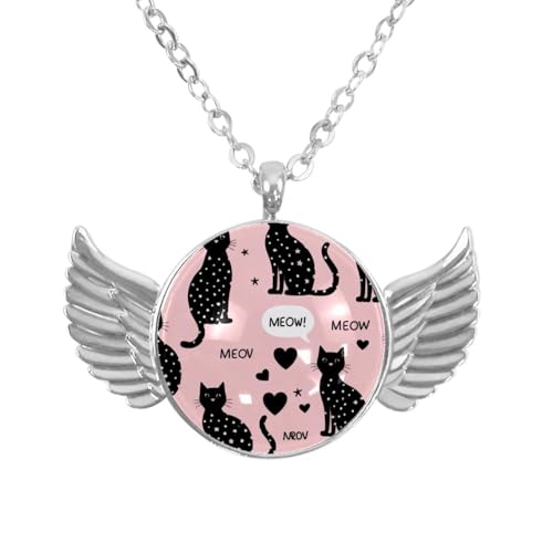 Luoweisi Engelsflügel-Halskette mit Katzen, Weihnachten, Zinklegierung, Schmuck, Geschenke für Männer und Frauen, Einheitsgröße, Aluminiumlegierung, Kein Edelstein von Luoweisi